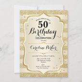 Elegantes Simple Gold Foto 50. Geburtstag Einladung (Vorderseite)
