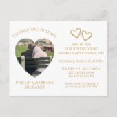 Elegantes Simple Gold Foto 50. Hochzeitstag Einladungspostkarte (Vorderseite)