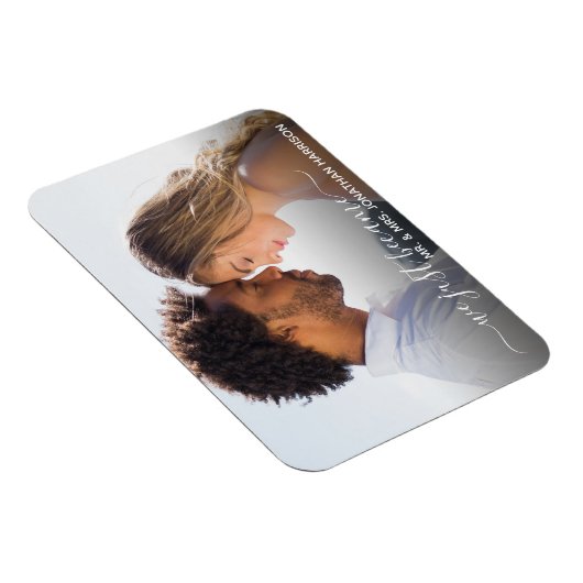 Elegantes Simple Gold Foto Just Married Wedding Magnet (Rechte Seite)