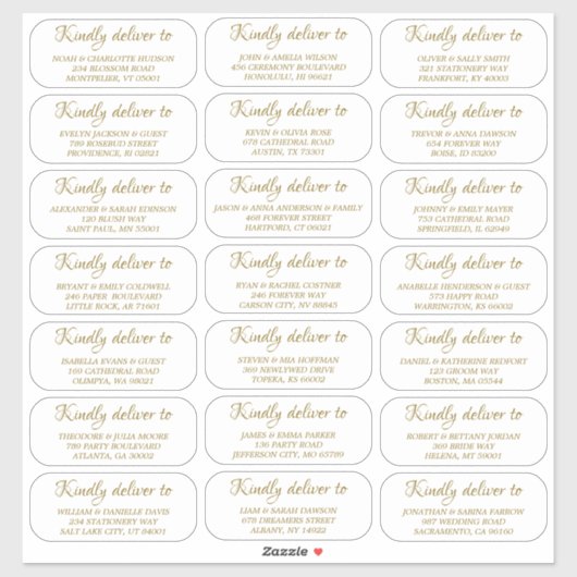 Elegantes Simple Gold Wedding Guest Address Label (Blatt)