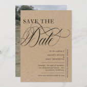 Elegantes Simple Kraft Texture Foto Hochzeit Save The Date (Vorne/Hinten)