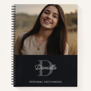 Elegantes Simple Monogram Custom Foto Sketchbook Notizblock