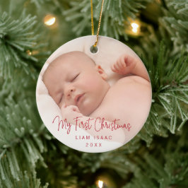 Elegantes Simple Red Baby Foto Keramik Ornament