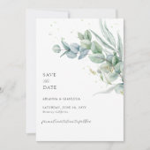 Elegantes Simple Sage Green Foto Save the Date Einladung (Vorderseite)