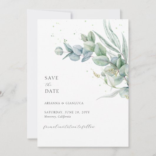 Elegantes Simple Sage Green Foto Save the Date Einladung (Vorderseite)