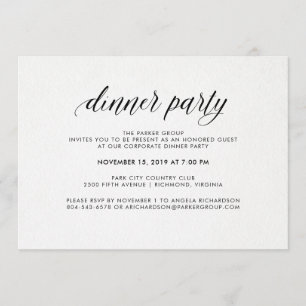Elegantes Simple Typografy Dinner Party  Unternehm Einladung