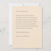 Elegantes Simple Wedding Foto Champagne Gold Dankeskarte (Rückseite)