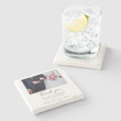 Elegantes Simple Wedding Foto Gefallen Stone Unter Steinuntersetzer (Seitenansicht)