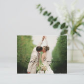 Elegantes Simple Wedding Foto Vielen Dank Postkarte (Stehend Vorderseite)