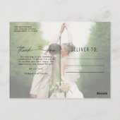 Elegantes Simple Wedding Foto Vielen Dank Postkarte (Rückseite)