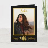 Elegantes Sister 70. Geburtstag Black Gold Foto Karte (Vorderseite)
