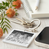 Elegantes Sistskript Schwarz & Weiß Sister Fotos Schlüsselanhänger (Vorderseite rechts)