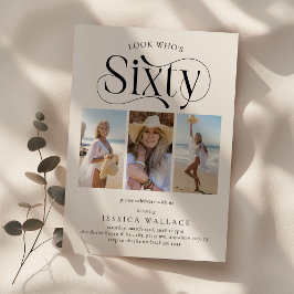 Elegantes SIXTY 3 Foto Collage 60. Geburtstag Einladung