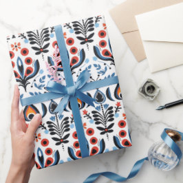 Elegantes skandinavisches Blumenblätterpapier Geschenkpapier