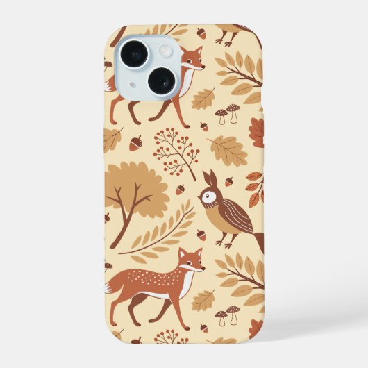 Elegantes skandinavisches Fall Pattern iPhone 15 Hülle (Rückseite)