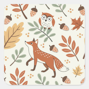 Elegantes skandinavisches Fall Pattern Quadratischer Aufkleber