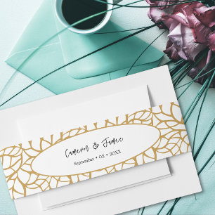 Elegantes Skeleton-Leaf-Muster Aztec Gold Color Einladungsbanderole