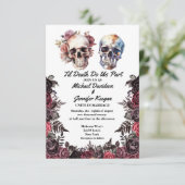 Elegantes Skelett Blumen zwischen Hochzeit qr Code Einladung (Stehend Vorderseite)