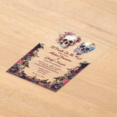 Elegantes Skelett Blumengotik zwischen Hochzeit Acryleinladungen (Ablage )