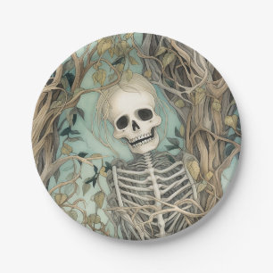 Elegantes Skelett Vintage-Halloween  Pappteller