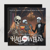 Elegantes Skelettkleid, Tanz & Cocktail Halloween Einladung (Vorne/Hinten)