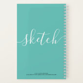 Elegantes Sketchbook Ihr Name Script Aquamarin Blu Notizblock (Rückseite)
