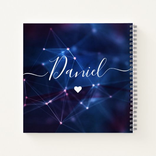 Elegantes Sketchbook Ihr Name Script lila chic No Notizblock (Rückseite)