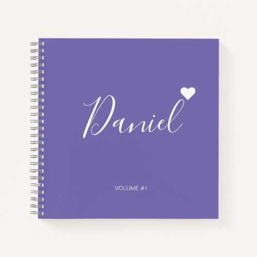 Elegantes Sketchbook Ihr Name Script lila chic No Notizblock (Vorderseite)