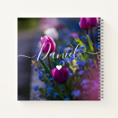 Elegantes Sketchbook Ihr Name Script lila chic No Notizblock (Rückseite)