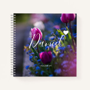 Elegantes Sketchbook Ihr Name Script lila chic No Notizblock