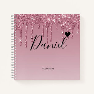 Elegantes Sketchbook Ihr Name Skript Baby Pink chi Notizblock