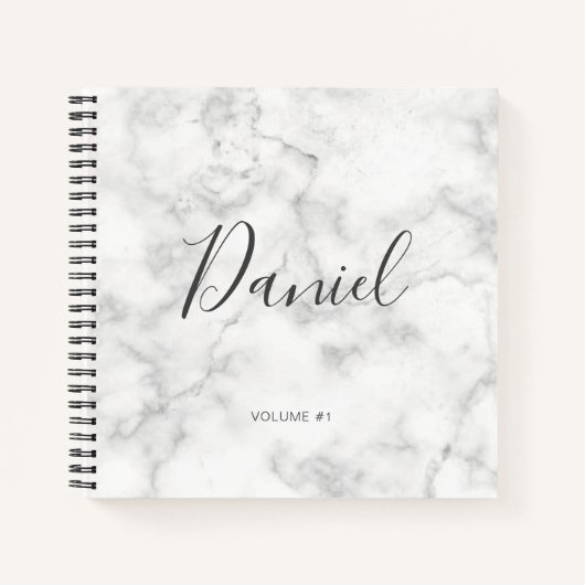 Elegantes Sketchbook Ihr Name Skript Marble chic   Notizblock (Vorderseite)