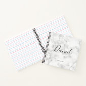 Elegantes Sketchbook Ihr Name Skript Marble chic   Notizblock (Innenseite)