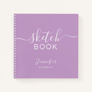 Elegantes Sketchbook Ihr Namensskript Lila Notizblock