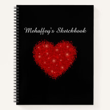 Elegantes Sketchbook Roter Glitzer Heart Artist