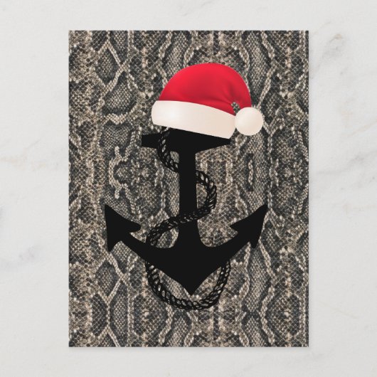 elegantes Skihaftmuster - ANCHOR + WEIHNACHTSMANNM Postkarte (Vorderseite)