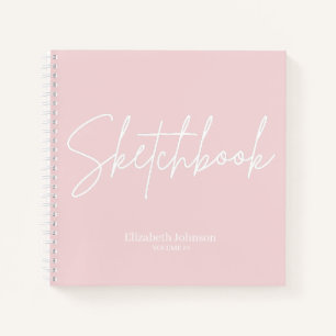 Elegantes Skizzenbuch Your Name Schrift Blush Rosa Notizblock