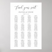 Elegantes Skript 16 Sitzplan-Tabelle Poster (Vorne)