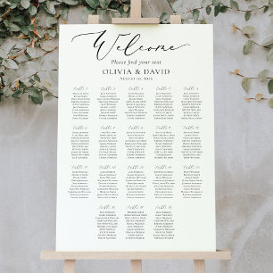 Elegantes Skript 18 Tische Willkommen Sitzordnung Poster