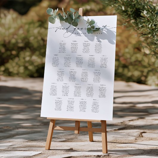 Elegantes Skript 22 Tische Willkommen Sitzplan Poster