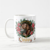 Elegantes Skript 2 Foto Wasserfarben-Weihnachtskra Kaffeetasse (Links)