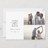 Elegantes Skript 3 FotoCollage Save the Date (Vorderseite)