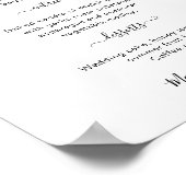 Elegantes Skript 3-Gang-Hochzeitmenü Poster (Ecke)