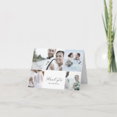 Elegantes Skript 4 FotoCollage Falted Wedding Dankeskarte (Vorderseite)