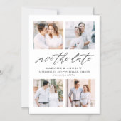 Elegantes Skript 4 FotoCollage Save the Date Magneteinladung (Vorderseite)