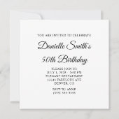 Elegantes Skript 50. Geburtstag Einladung (Vorderseite)
