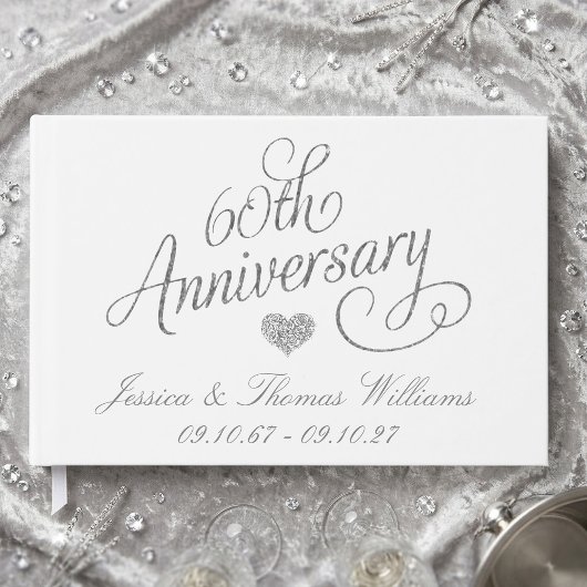 Elegantes Skript 60. Diamantene Hochzeit Gästebuch