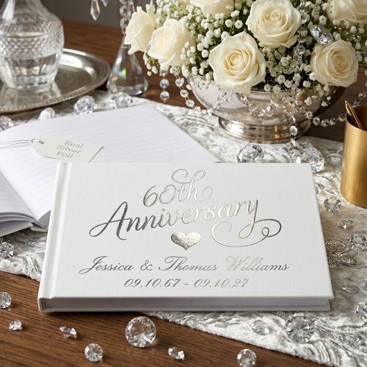 Elegantes Skript 60. Diamantene Hochzeit Gästebuch