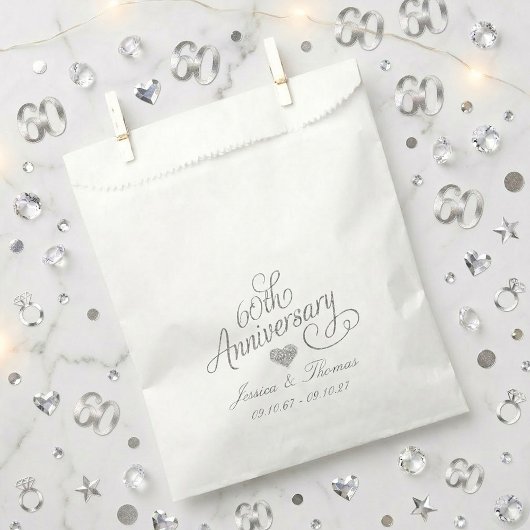 Elegantes Skript 60. Diamantene Hochzeit Geschenktütchen