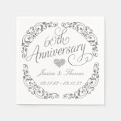 Elegantes Skript 60. Diamantene Hochzeit Serviette (Vorderseite)